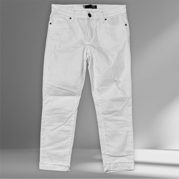 Kut from the Kloth Denim - Kut From The Kluth Amy Crop Straight Leg White Wash Distressed Sz 4 NWOT